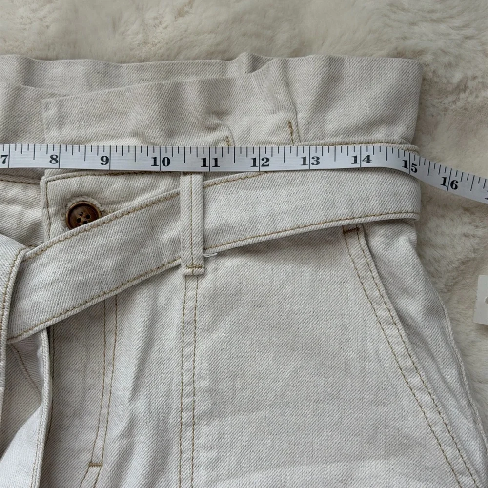 Free People Splendor In The Grass Light Oatmeal Paper - Bag Waist Mini Skirt-6/S